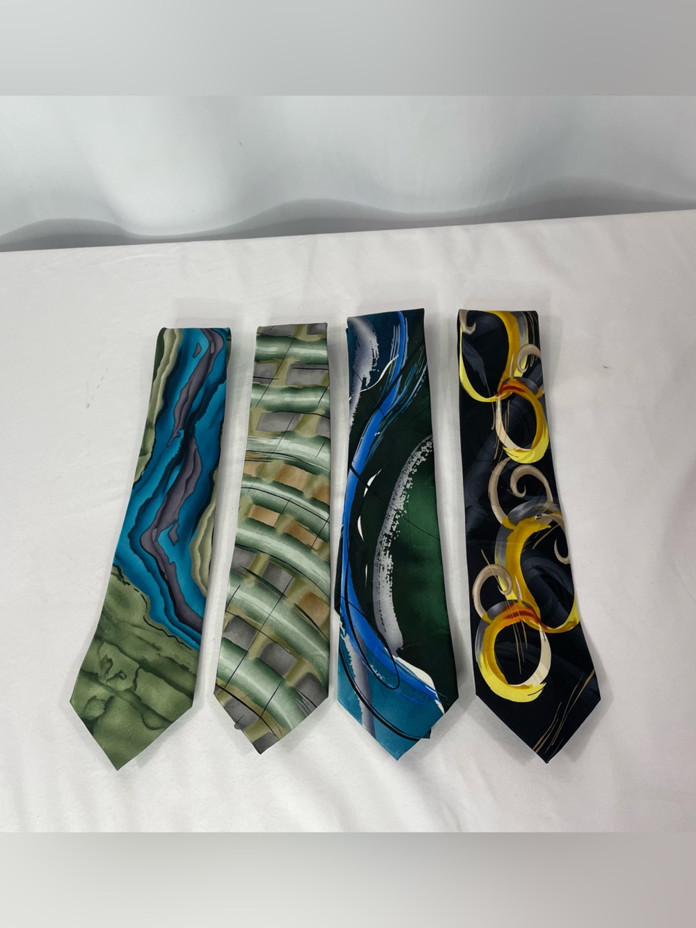 J. Garcia Men’s Silk Abstract Art Neckties Tie Lot Bundle of 4 60-61”
